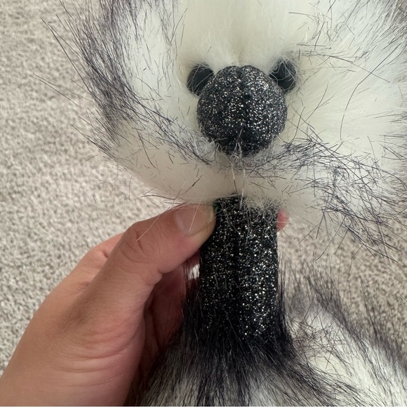 Jellycat London Dazzle Pom Pom Bird Ostrich Black & White Glitter - Picture 3 of 12
